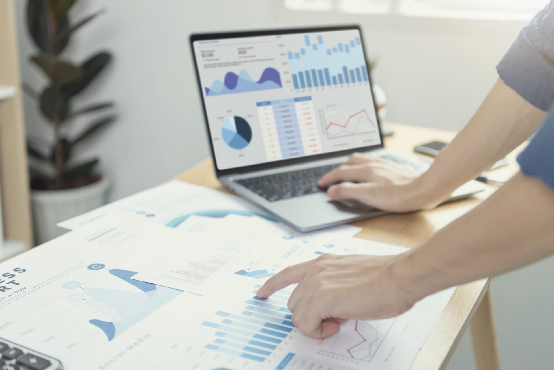 businesspeople working finance accounting analyze financial graph budget planning future office room scaled